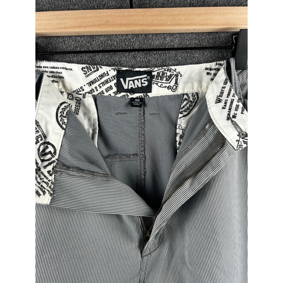 Vans Gray Black Striped Men's 36 Bermuda Shorts Skater Board Grunge Cali Punk - Picture 5 of 7